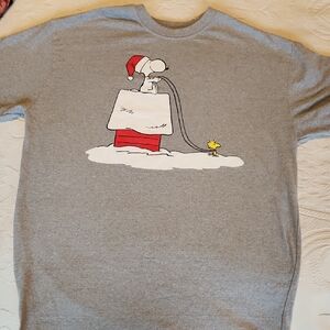 Peanuts Snoopy / Woodstock Christmas Gray T-Shirt Sz XL Unisex